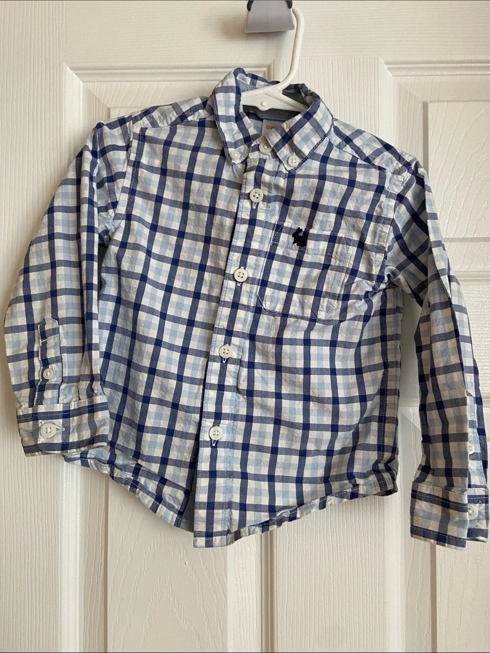 Gymboree Boys White and Blue Plaid Button-Down Shirt
